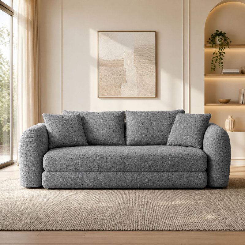 MIMO 2-Seater Sofa Bed with Movable Backrest, Gray