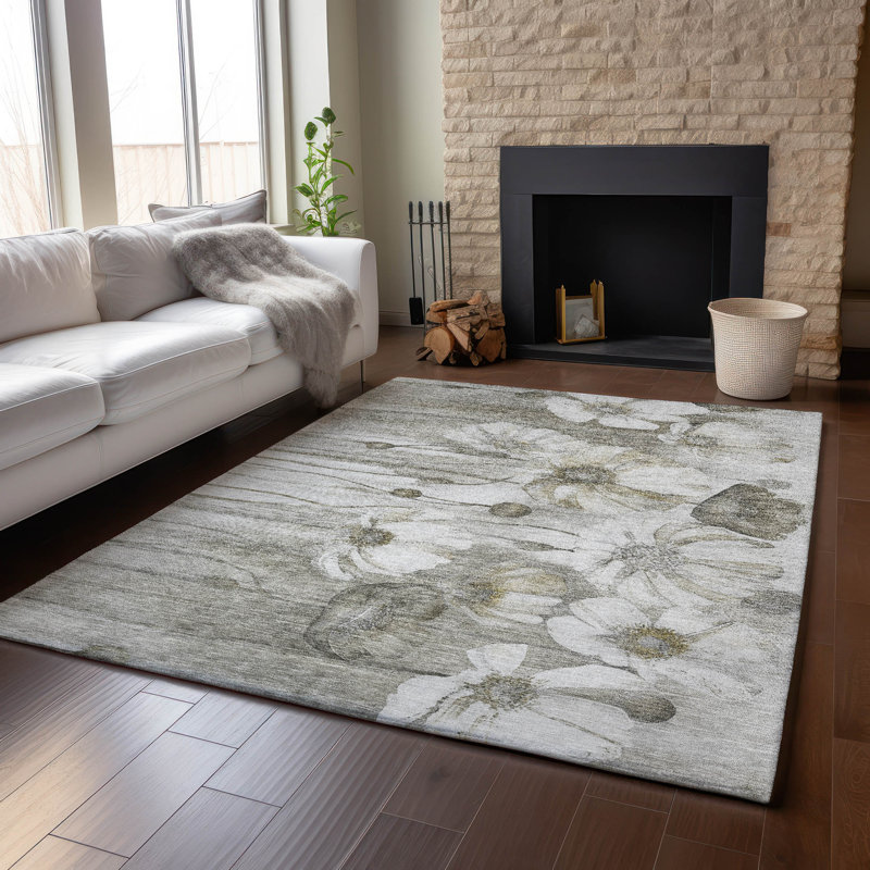 Premium Machine Washable Prisco Taupe Rug, Rectangle 5' x 7'6"