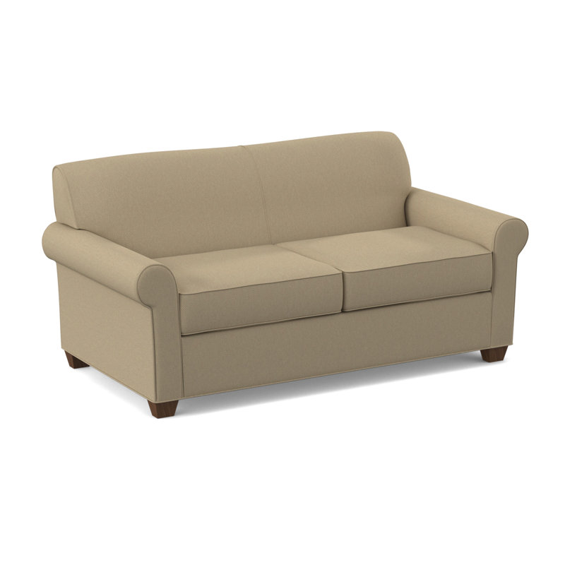 Finn Rolled Arm Sofa with Reversible Cushions, Montana Walnut, Antic Sahara, 34" H x 75" W x 36" D