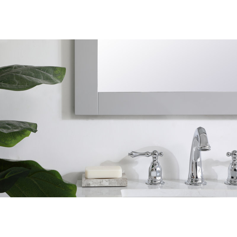 Metcalfe Solid And Engineered Wood Flat Wall Mirror, 36" x 24" , Gray