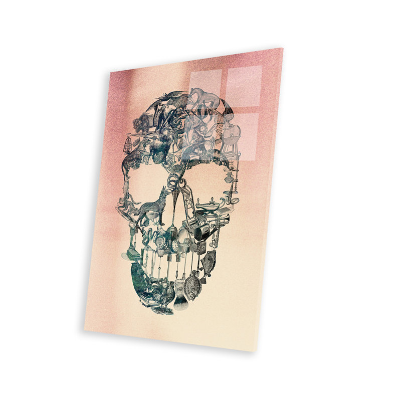 Tête de mort vintage sur plastique / acrylique par Ali Gulec