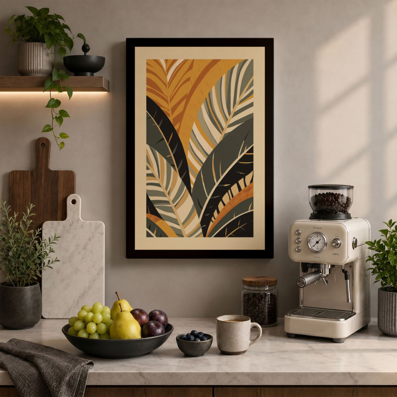 Tropical Fronds Composition Botanical - Wrapped Canvas, 24x16 - 61.0 x 40.6 cm, White Border