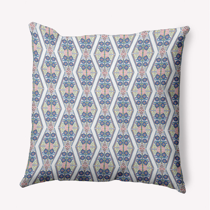 Coussin décoratif géométrique intérieur / extérieur en polyester, H 18 po x l 18 po, Carré
