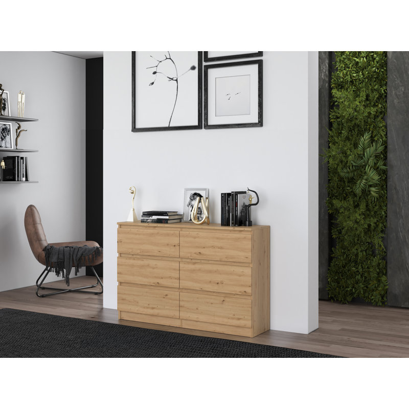 Olhouser 120cm W 6 - Drawer Chest of Drawers, Artisan Oak