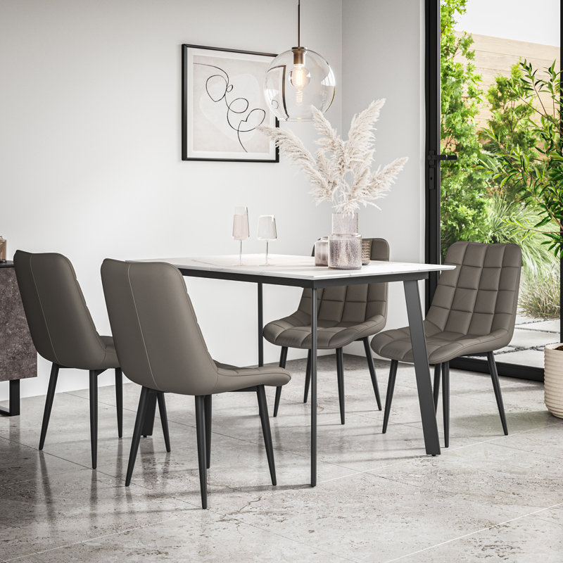 Danyll 6 - Person Dining Set, White/Black/Grey