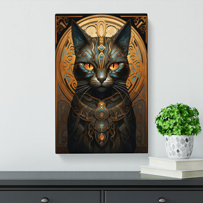 Egyptian Cat Nouveau No.3 - Wrapped Canvas