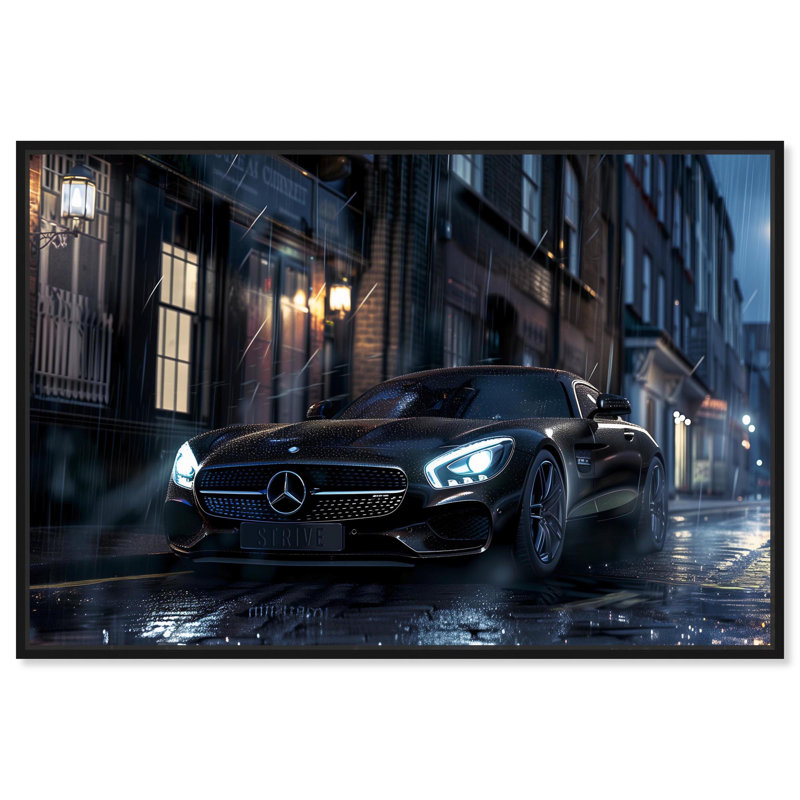 «Rainy Day Car Canvas» par Art Remedy, H 11 po x l 16 po, Noir, noir, noir, noir, Reproduction encadrée sans passe-partout