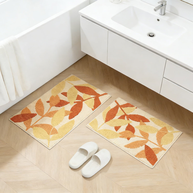 Non-Slip Bath Rug Set, Absorbent Plush Microfiber Bath Mat With TPR Backing, Machine Washable Bathroom Floor Mat For Shower And Indoor Use