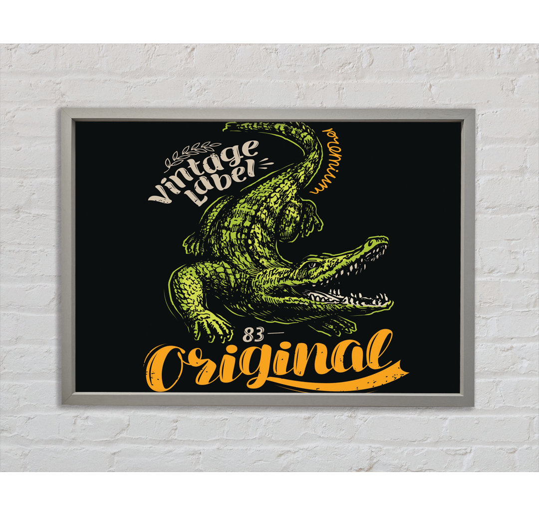 Vintage Label Croc - Einzelner Bilderrahmen Kunstdrucke auf Leinwand