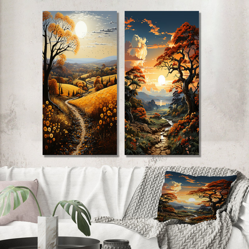 «Countryside Harvest Gold Patchwork», 2 pièces, Toile tendue, H 20 po x l 24 po