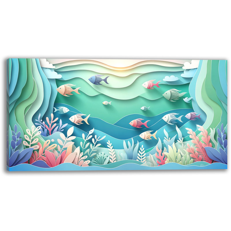 Sunrise Swim - impression sur toile tendue, H 24 po x l 48 po x P 1,5 po