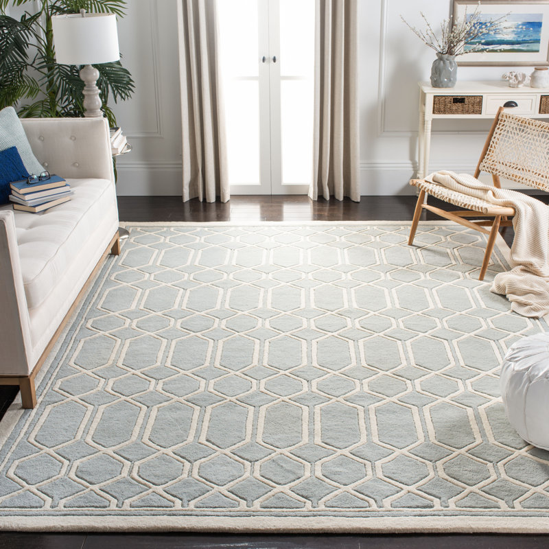 Swallow Hand Tufted Wool Geometric Rug, Rectangle 8'9" x 12'