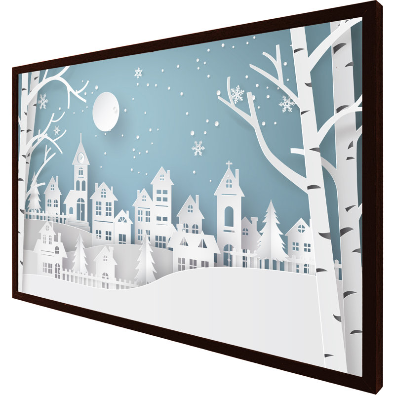Dalessio Winter Snow Urban Countryside - Single Picture Frame Print, 41cm H x 61cm W x 4cm D, Brown