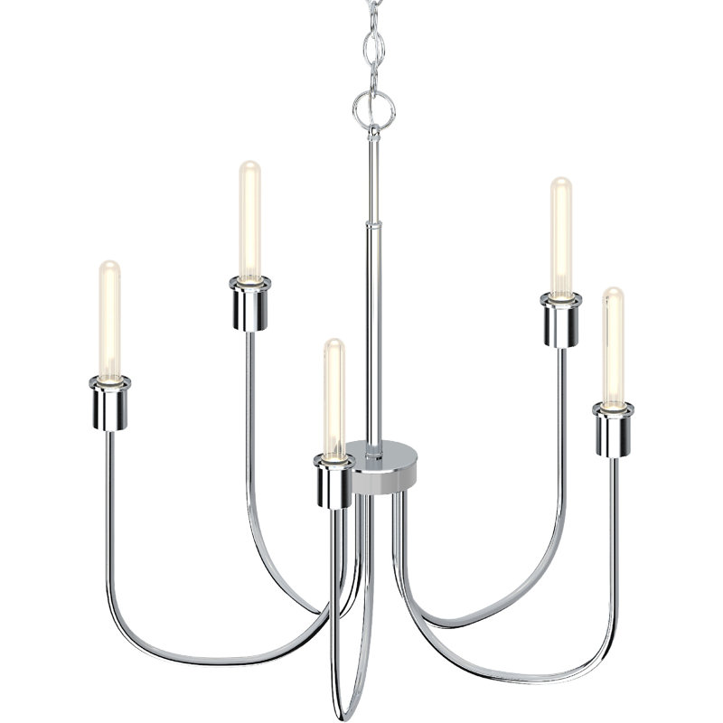 Lustre traditionnel / classique en nickel poli à 5 lumières Concord