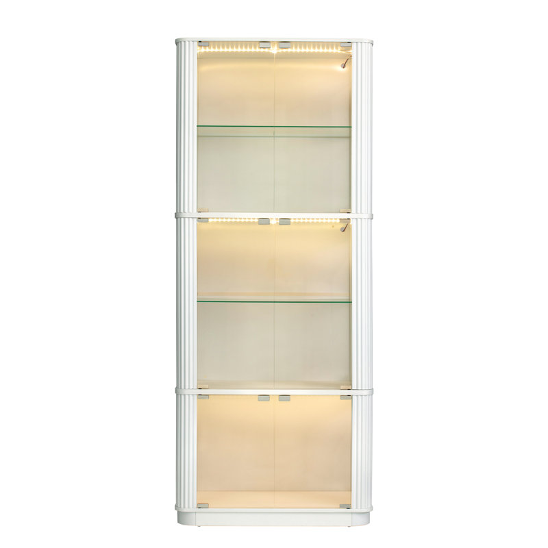 Vitrine moderne minimaliste à DEL 3 couleurs, incurvée et cannelée (paquet de 3), Blanc