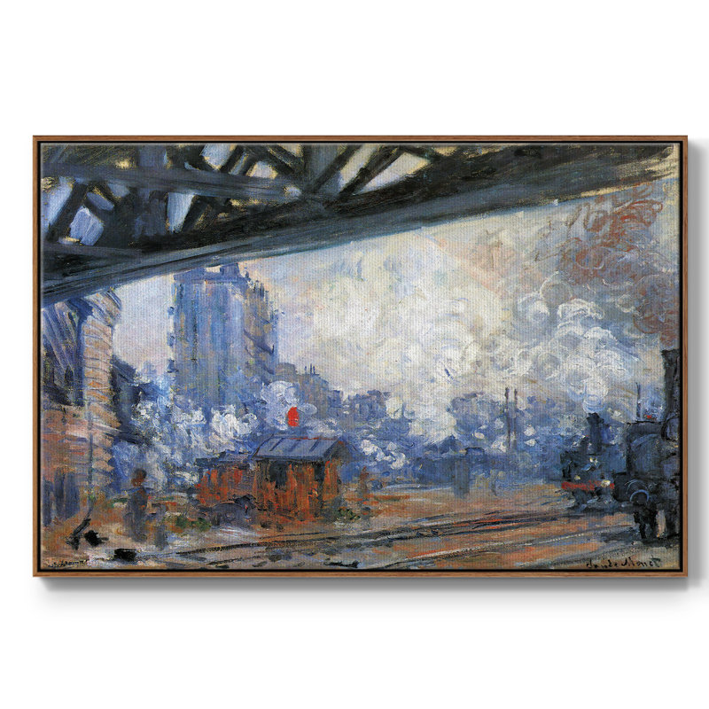 The Station Saint - Reproduction sur toile avec cadre flottant, H 25 po x l 37 po x P 2 po, Noyer