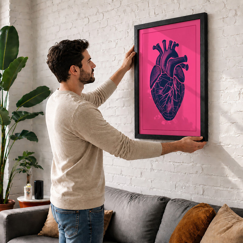 Anatomical Heart Anatomy Modern - Framed Print, A3 - 42.0 x 29.7 cm, White