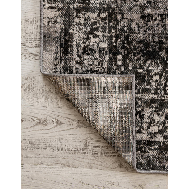 Oriental Gray Area Rug, Rectangle 3'3" x 5'3"