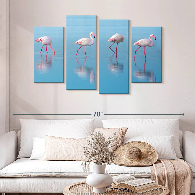 Brampt Blue Lake Pink Flamingos, 32" H x 52" W