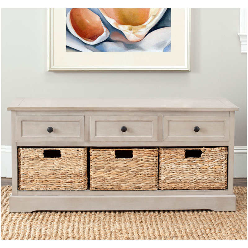 Banc de rangement 3 tiroirs Aneiyah Hern, Gris rétro