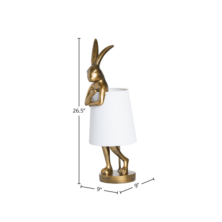 Mercury Row® Chester 27 Resin Rabbit Lamp with Linen Shade, Gold & Reviews