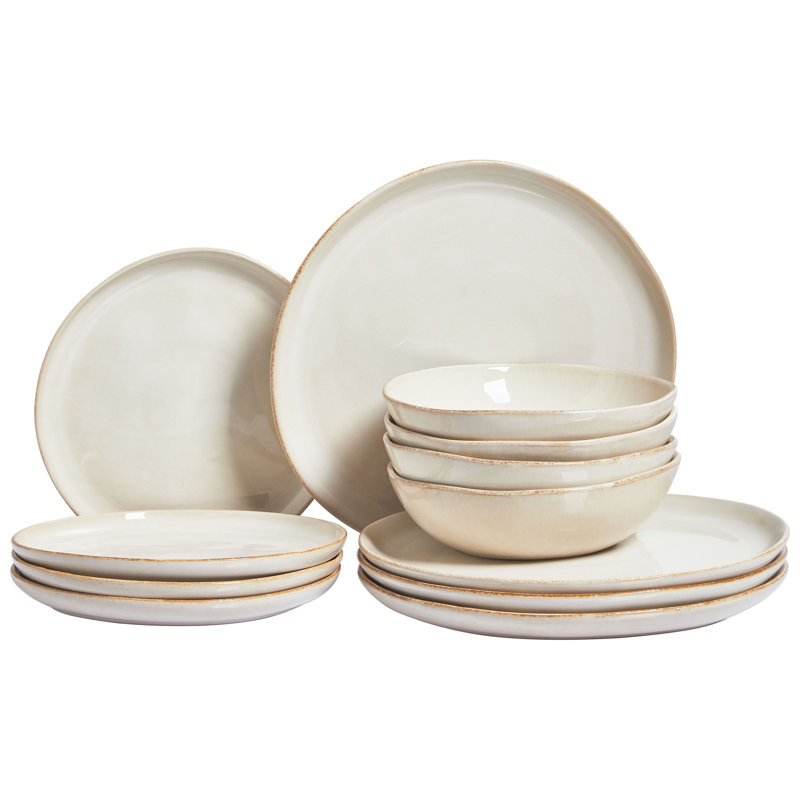HOPS Handmade Stoneware Dinnerware Set 12 Piece - Service for 4