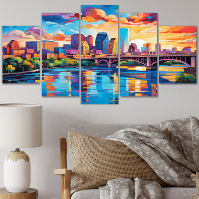 «Colorful City Minneapolis Popart I», ensemble de reproductions d'art mural en métal Minneapolis