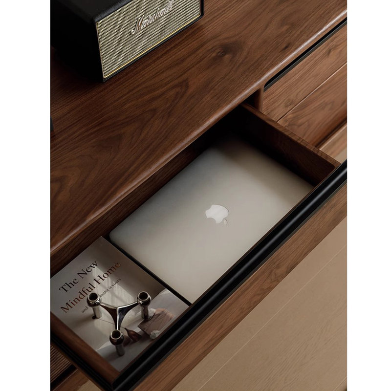 Meuble télé en bois de noyer noir, 70.86"