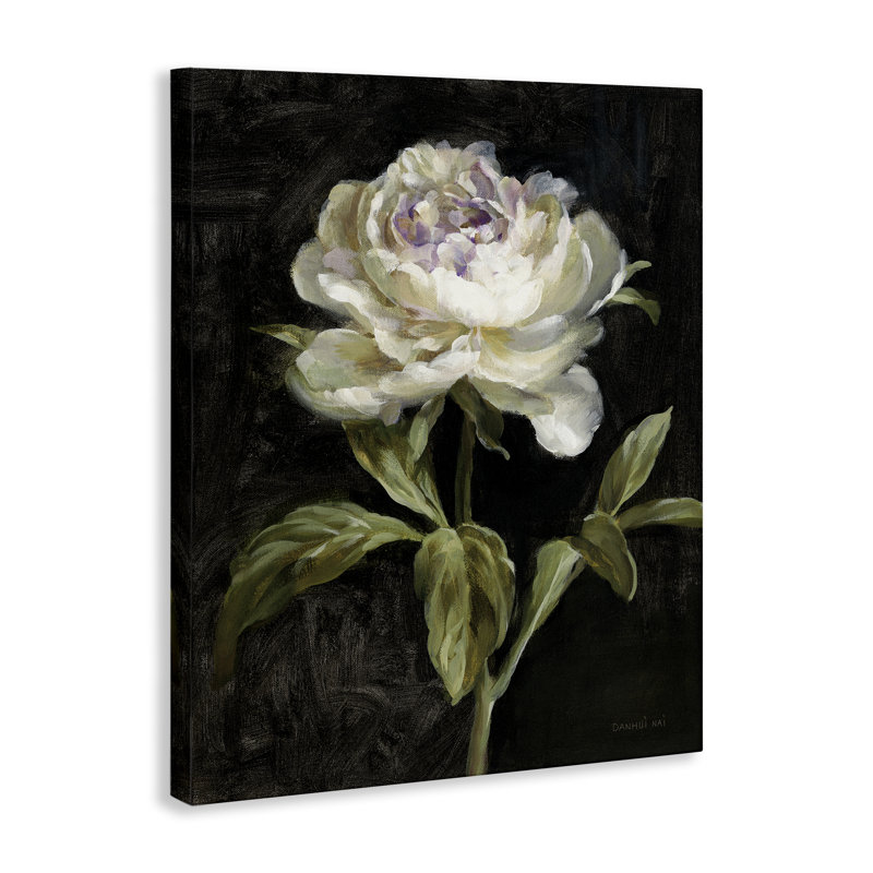  Pivoine sur toile noire par Danhui Nai, H 40 po x l 30 po