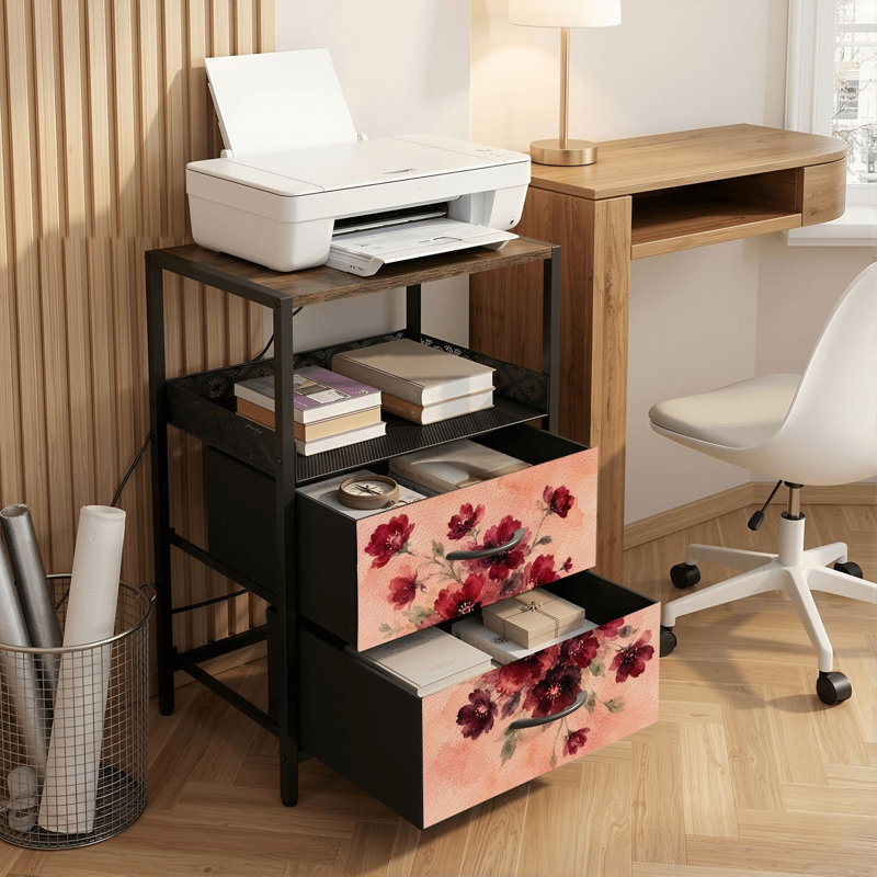 Table de chevet 2 tiroirs avec station de charge, table de chevet avec ports USB et amp; Table de chevet noire Outlet