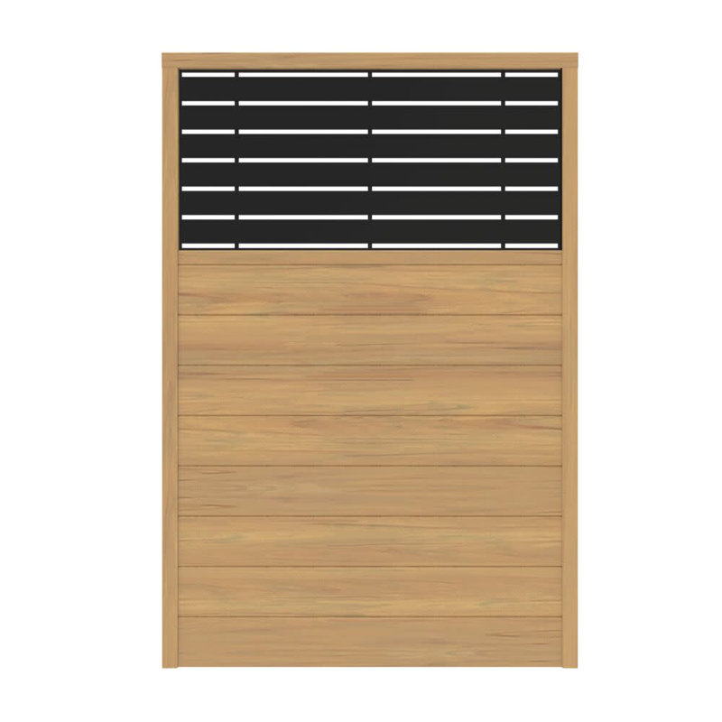 6 ft x 4 ft Cypress and Black Vinyl Semi-Privacy Fence