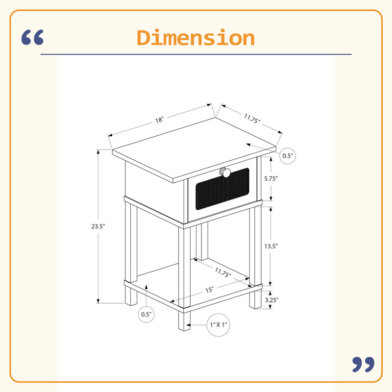 Table d'appoint, table de bout, table de chevet, table d'appoint, tiroir de rangement, chambre à coucher, salon, Naturel