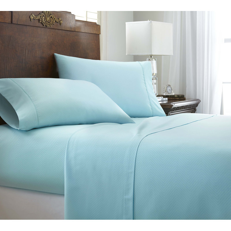 Becky Cameron Microfiber Chevron Sheet Set, Aqua, Twin Sheet Set with 2 Pillowcases