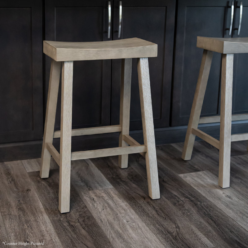 Maven Lane Vincent Wooden Kitchen Stool, Antiqued Gray, Bar Stool ( 31" Seat Height )