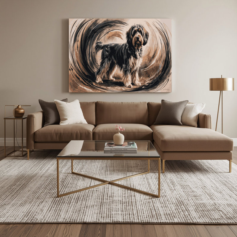 «Dogs Bouvier des Flandres», art mural sur toile grise, H 12 po x l 18 po