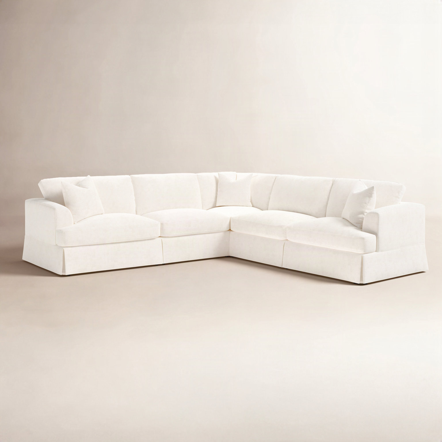 Lucia Sectional, Bevin Natural Linen Blend, Right Hand Facing