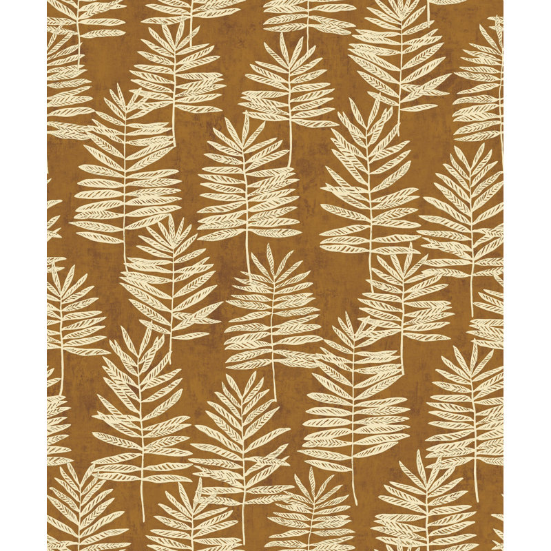 Zen Collection Tumbling Leaf Sheen Finish Wallpaper Roll, Gold