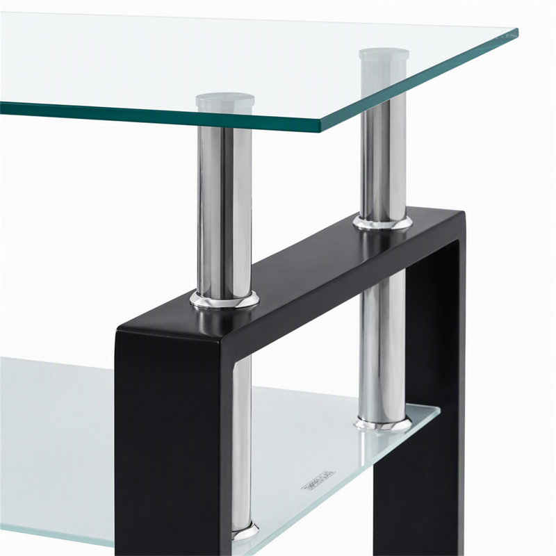 Table de bout en verre trempé transparent