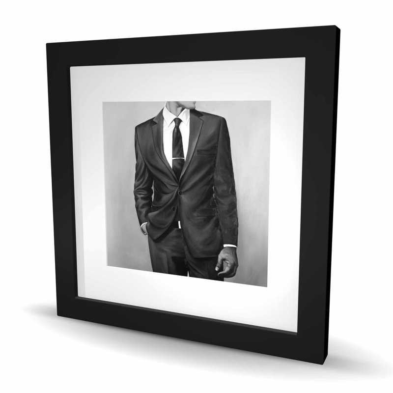 Homme en costume | Imprimé mat noir encadré, Noir, H 16 po x l 16 po
