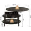 Table basse ronde à plateau relevable avec rangement caché, design campagnard à 2 niveaux pour le salon, petite table circulaire multifonctionnelle à hauteur réglable-963977552