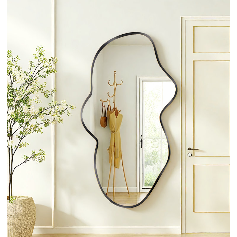 Miroir mural asymétrique, 39 po x 24 po, Noir