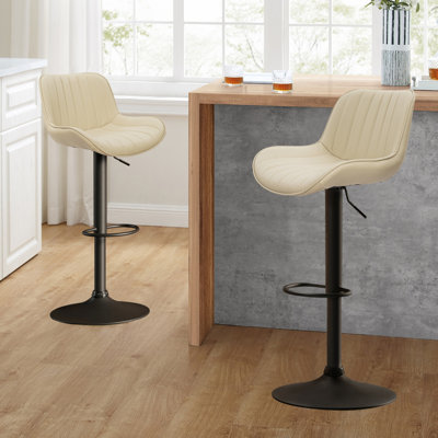 Tabourets de bar réglables avec base ronde noire, noir
