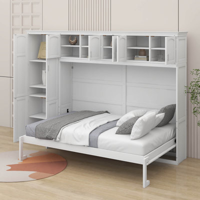 Grand lit escamotable avec armoires
