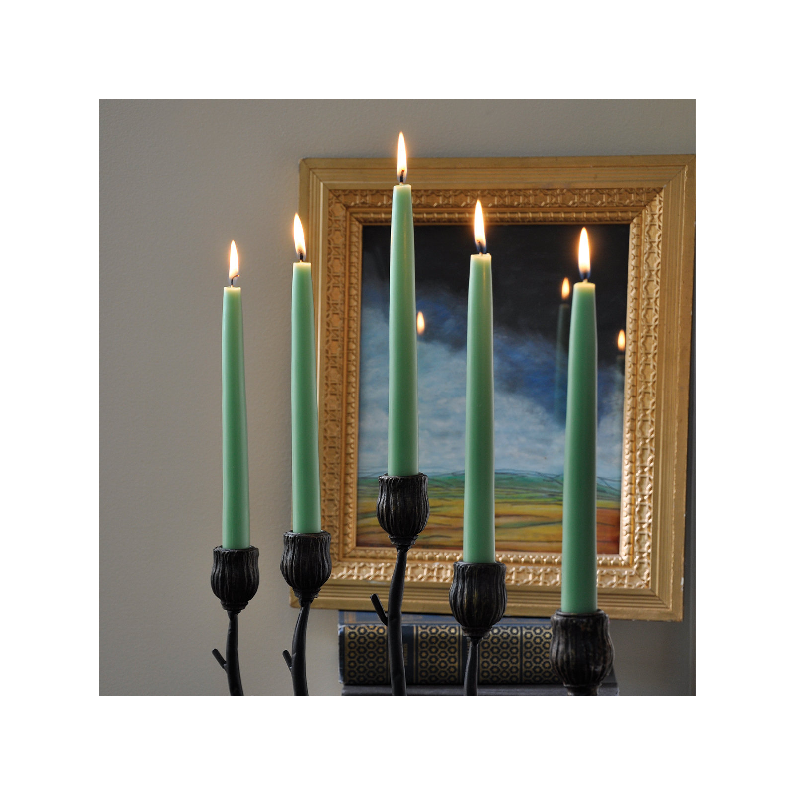 12 Piece Unscented Taper Candle Set, 12" H x 0.88" W x 0.88" D, Sky