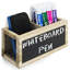 Balin Magnetic Burntwood Stationery Basket with Chalkboard Pen Holder