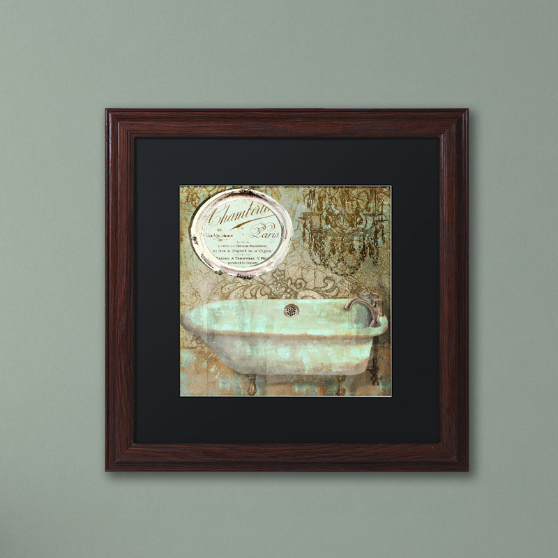 «Salle de bain IV» par Jadaya, impression encadrée, H 16 po x l 16 po, Noir, Toile avec cadre noir
