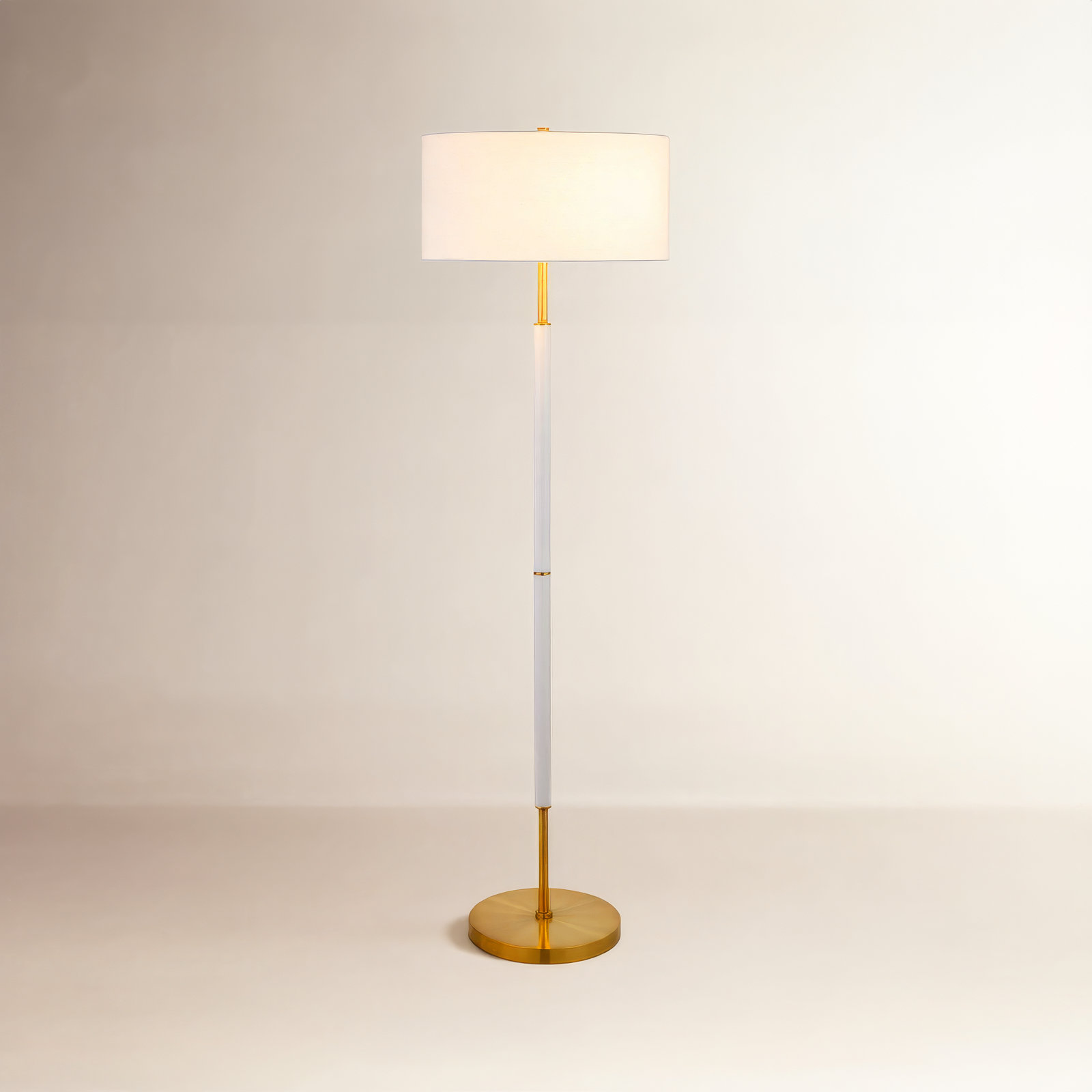Olie 61" Floor Lamp, Matte White/Brass