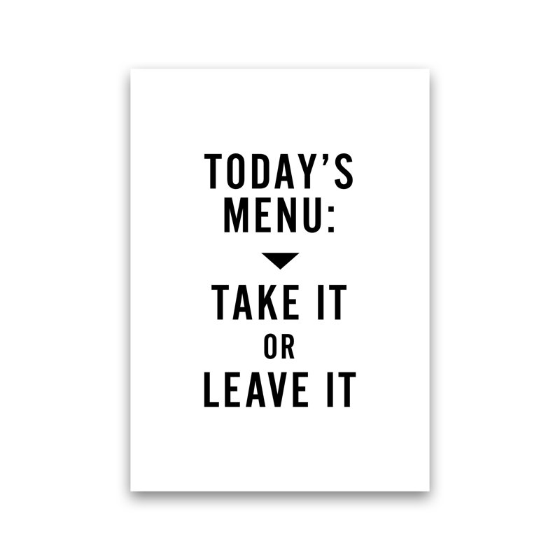 Today's Menu Minimal - Print, No Frame, 42cm H x 30cm W x 1cm D