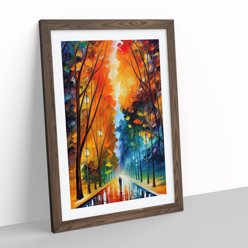 Forest Woodland In Colour No.1 - Single Picture Frame Painting, 64cm H x 46cm W x 2cm D, Walnut