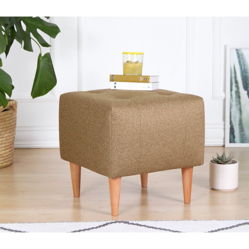 Luxueux pouf bohémien, 17,0 x 17,0 x 17,0 pouces, couleur or | 50% coton / 50% velours, éponge orthopédique 35 pouces 2,4 pouces | Pieds en bois robustes | Parfait pour la décoration scandinave et d'hôtel